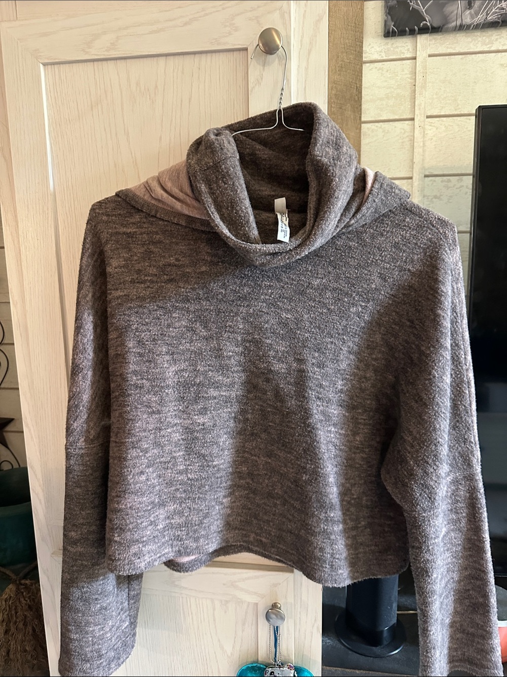 Free People Brown Taupe Cowl Neck Sweater